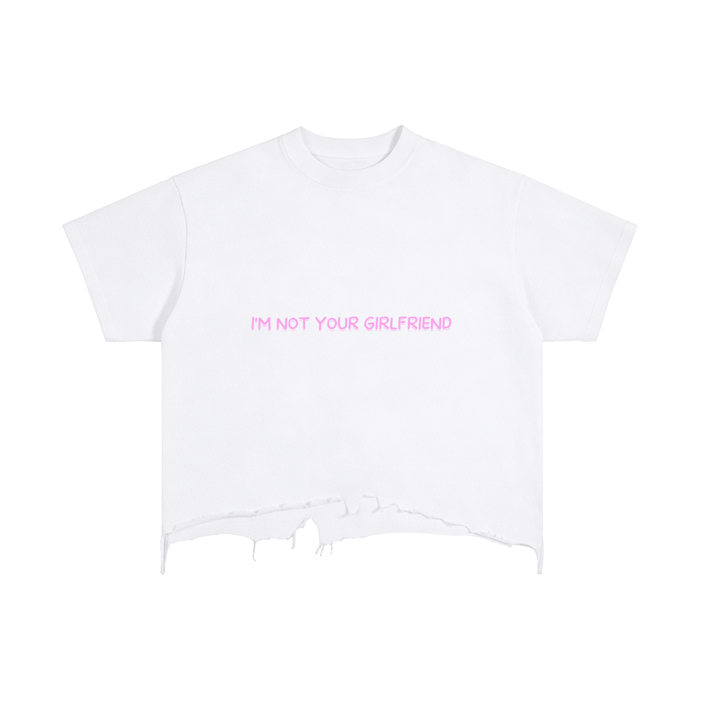 im not your girlfriend,t shirt,crop shirt,imyounik,merch,white,pink