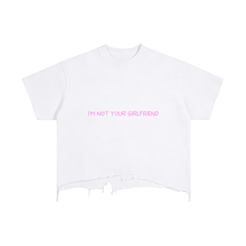 im not your girlfriend,t shirt,crop shirt,imyounik,merch,white,pink