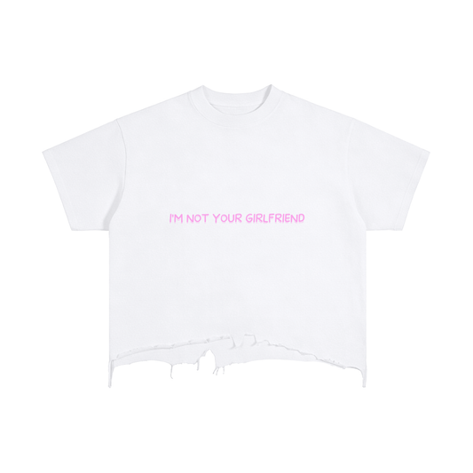 im not your girlfriend,t shirt,crop shirt,imyounik,merch,white,pink