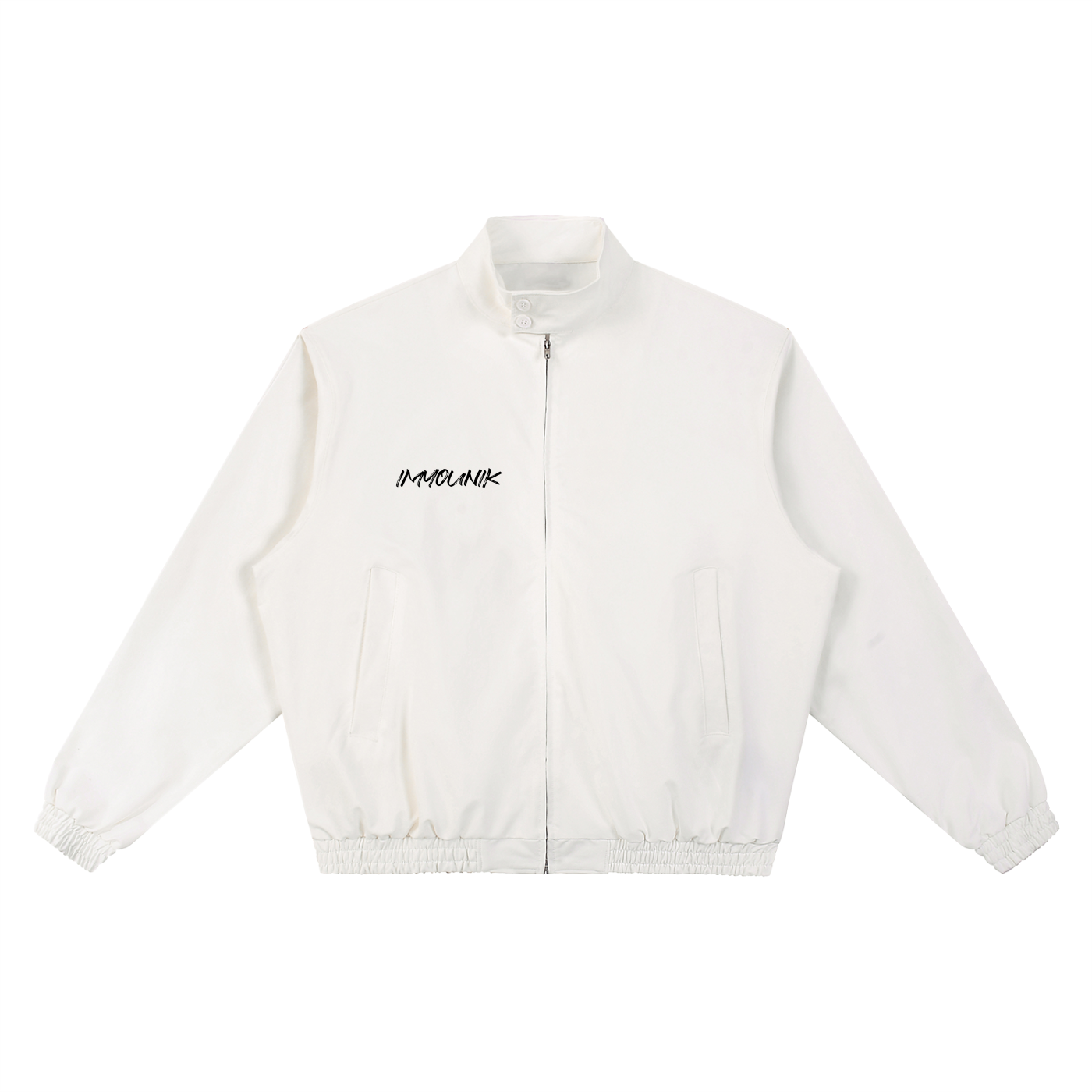imyounik,white,bomber jacket,black,blackout