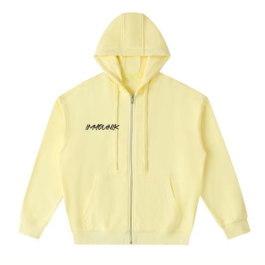 Imyounik,yellow,hoodie,zip up,yellow and black