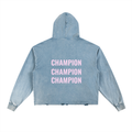 imyounik,pink,blue jean hoodie,3x champion,merch