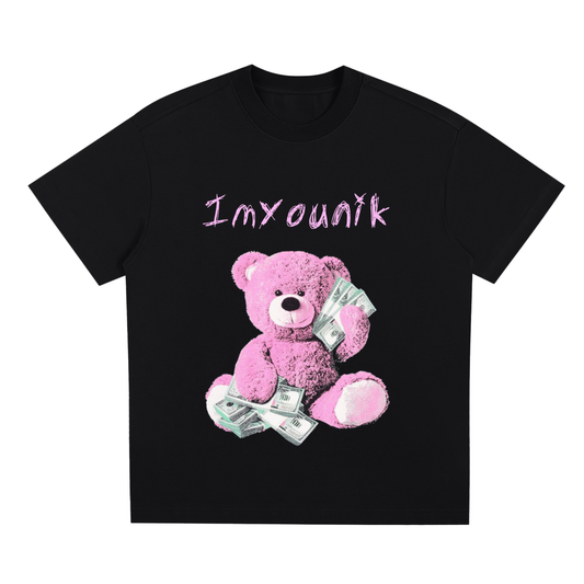imyounik,the money calling,t shirt,black,pink,money bear,fashion,merch