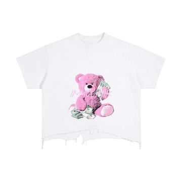 imyounik,money bear,white,pink,cut,t shirt