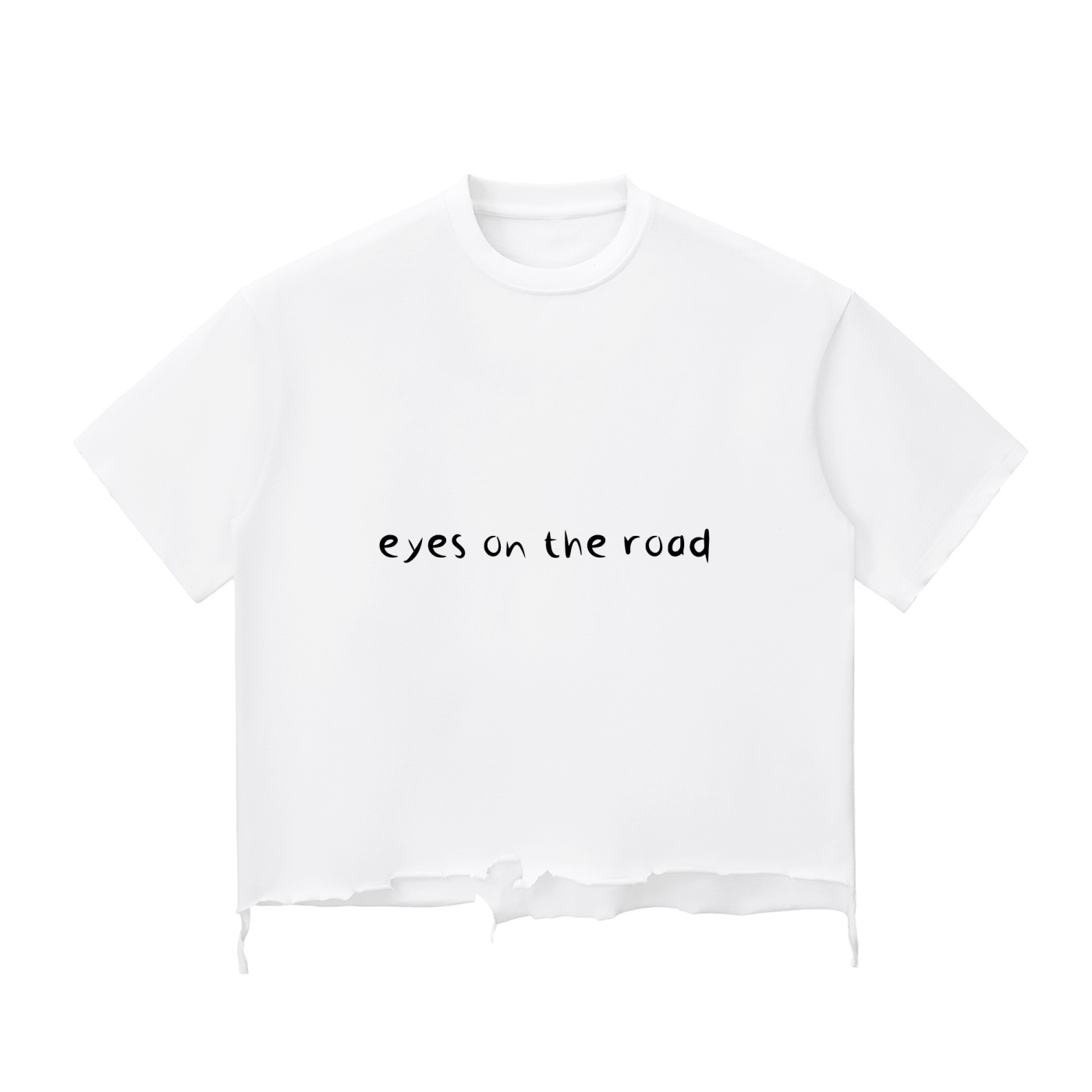 eyes on the road,white,boxy,t shirt,imyounik,merch,fashion