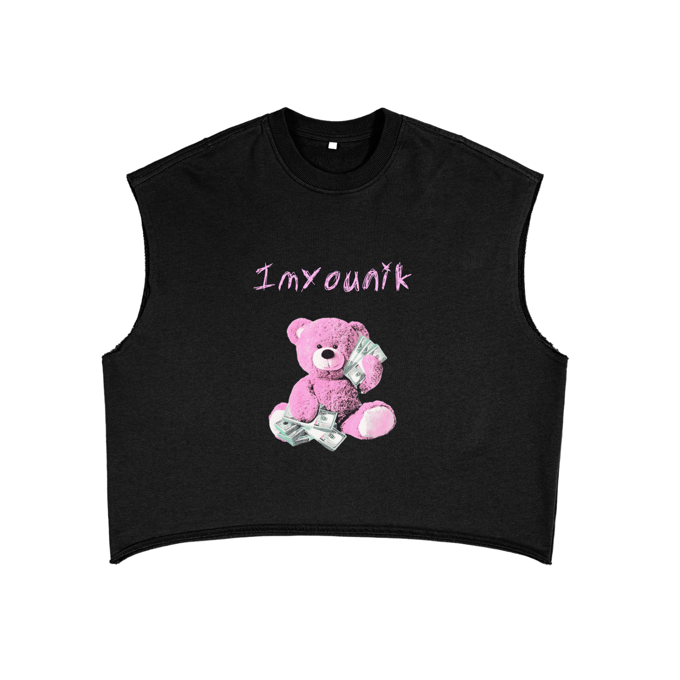 imyounik,money bear,money talks,black,tank top,cut sleeve