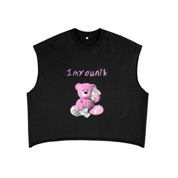 imyounik,money bear,money talks,black,tank top,cut sleeve