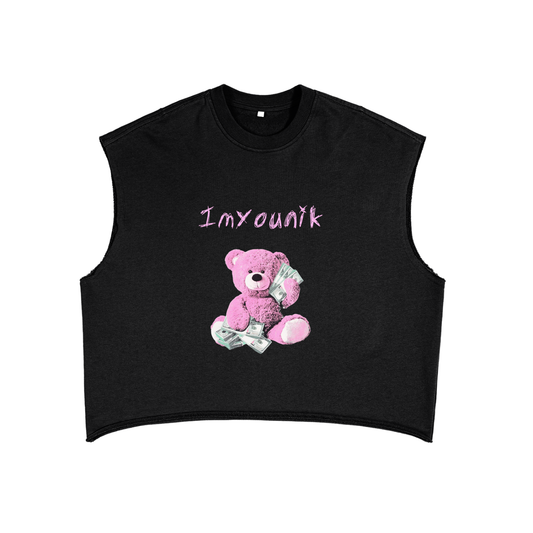 imyounik,money bear,money talks,black,tank top,cut sleeve