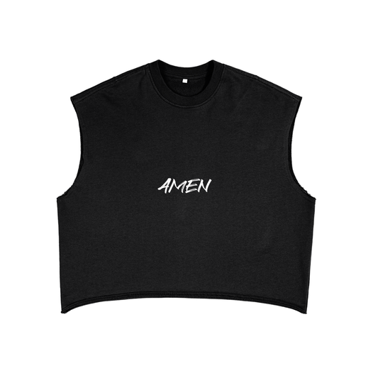 imyounik,cut sleeve,amen,shirt,black